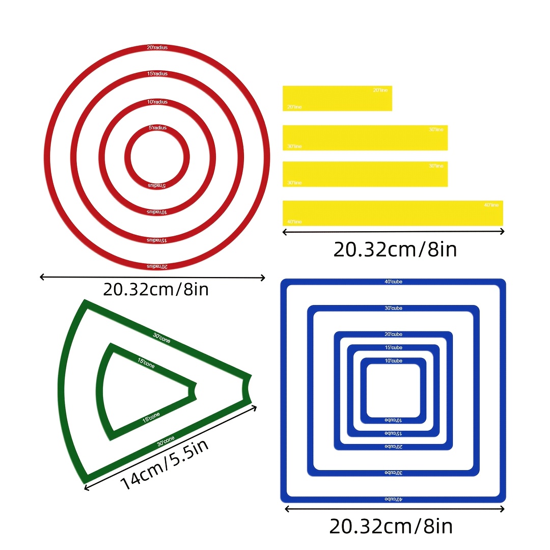 15pcs Area of Effect Spell Templates for DND